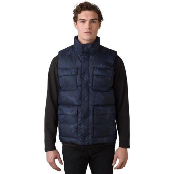 NWT prAna Red Slate Vest in Nautical Camo Large Navy Quilted Pockets - Picture 1 of 16